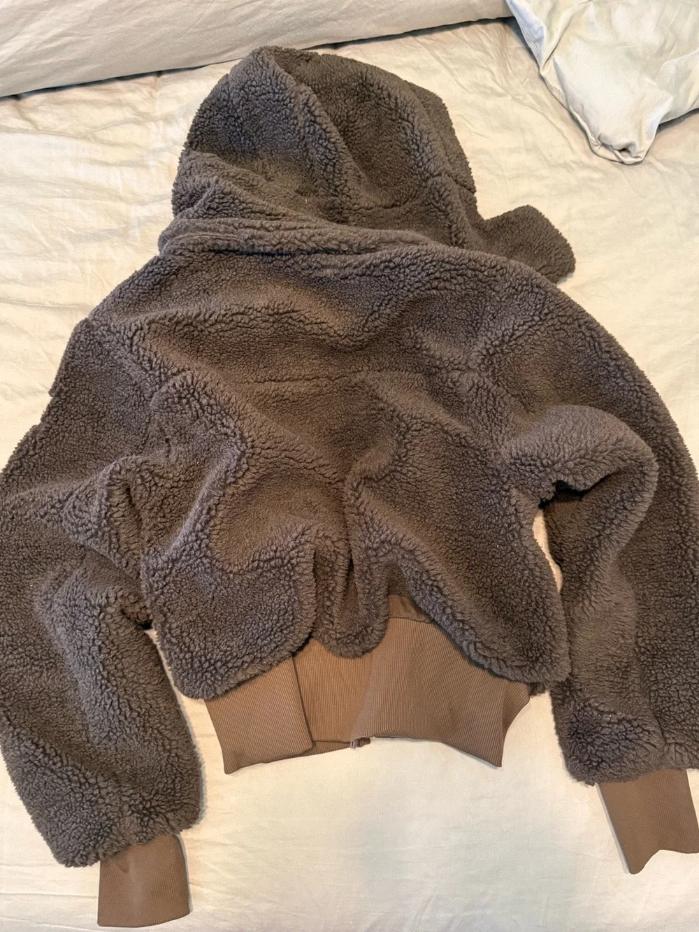 ALO Yoga Foxy Sherpa Jacket Chocolate Brown Hooded Size Small